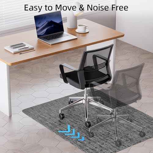 Yecaye Office Chair Mat for Hardwood Floor,45" x 53" Under Computer Desk Floor Protects for Rolling Chair,Non Slip PVC Woven Gaming Chair Mat,Not for Carpet (Blackwhite, 45" x 53")