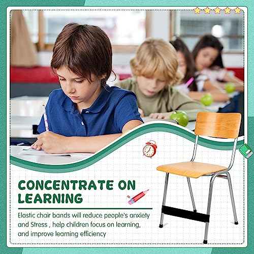 Berlune 24 Pcs Classroom Chair Bands Fidget Chairs and Desks Bands ADHD Autism Tools Bounce Flexible Seating for Classroom(Black, 1 mm)