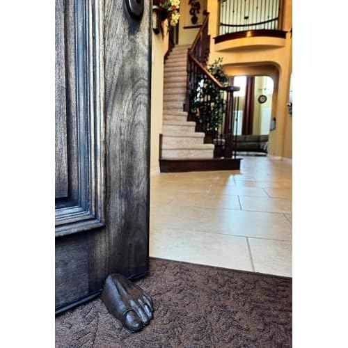 Lulu Decor, Heavy Cast Iron Foot Door Stopper with Realistic Brown Finish, Funny Doorstop with Anti-Slip Rubber and No Scratches (5.8 lb)