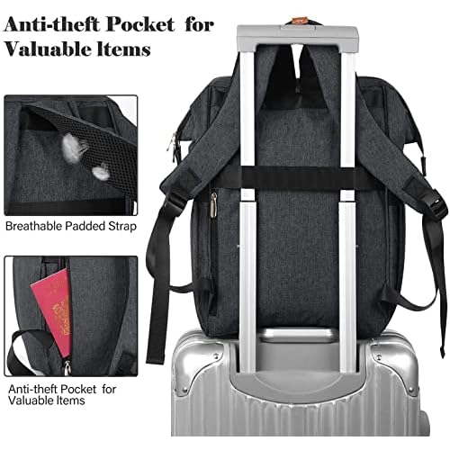 17.3 Inch Travel Laptop Backpack for Women, College School Backpack with USB Port Charging, Water Resistant Casual Sturdy Computer Bag Gifts for Women Girls, Black