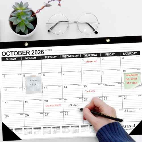GuassLee Desk Calendar 2026-2027 - 17" ¡¿ 11.5" Desktop Calendar 18 Months Runs from Jan. 2026 to Jun. 2027 with Julian Date for Home School Office Desk Top Organizing