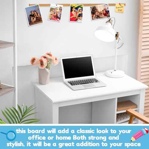 3 Pcs 48" x 1" Cork Strips Bulletin Bar Strips for Wall Bulletin Board Aluminum Trim Brown Cork Boards with Accessories for Paste Notes Photos Classroom Office Home Holiday Decor