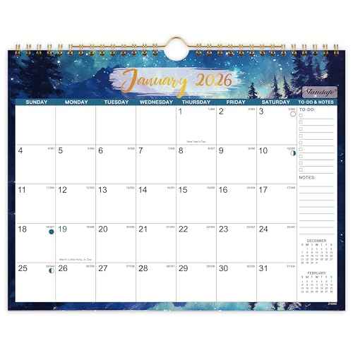 2026 Wall Calendar - 2026 Calendar, JAN 2026 - DEC 2026, 11" x 8.5", Calendar 2026, 2026 Wall Calendar 12 Month with Spiral Binding, Hanging Hook, Notes, To-do List, Perfect for Organizing