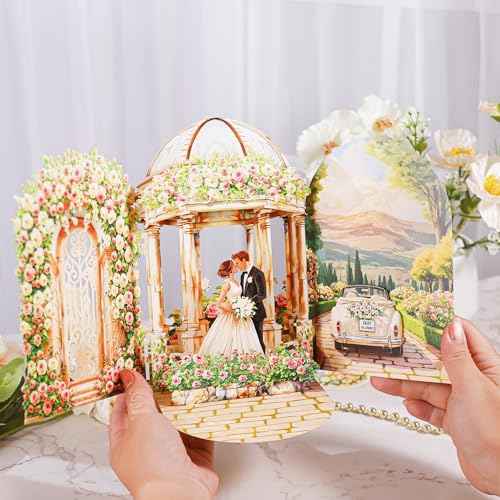 Wedding Pop Up Card - Romantic Card for Bride and Groom, Wedding Congratulations, Engagement, Newlyweds, Bridal Shower, Ideas Valentine¡¯s Day for Girlfriend, Husband, Wife, Boyfriend, Bride, Groom