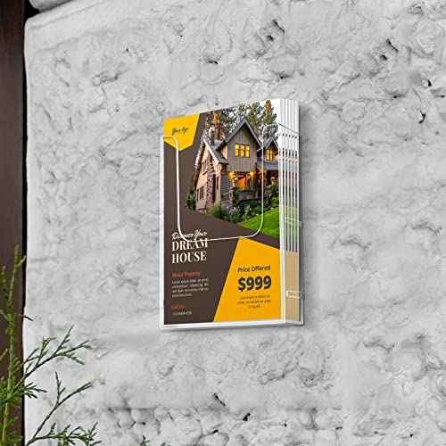 Wesiti Acrylic Brochure Holder 8.5 x 11 Inches Wall Mount Flyer Holder Plastic Slat Wall Display Single Pocket Box for Magazines Poster Papers Files Menu Pamphlet Literature Documents (6)
