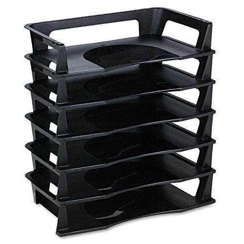 Rubbermaid Regeneration 6-Tier A4 Document Letter Tray Set, Black, Recycled Plastic