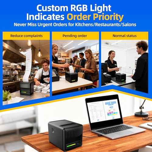 POS Receipt Printer, 80mm Thermal Printer with Auto Cutter, Large-Capacity Paper Bin, Wall-Mountable, High-Speed Printing, Compatible with Square, Shopify, Cash Drawer, Fits Catering/Retail/Logistics