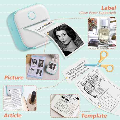 Memoking Print Pods Mini Printer - Sticker Printer Mini Thermal Inkless Sticker Maker Bluetooth Pocket Printpod for Phone, Impresora Port?til for Notes, Flashcards, Diagrams, Journal, DIY, Kids Gift