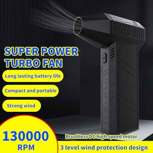 Maxmartt X3 Mini 130000 RPM Cordless Super Jet Dry Blower, 3 Modes Adjustment Mini Fan Air Blower with Overheating Protection, Portable Handheld Powerful Fan for Cleaning, Car