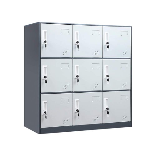 WISUNO 9 Doors Metal Lockers for Employees, Steel Storage Locker with Lock and Card Slot,Lockable Office Metal Storage for School Office Gym Bedroom,Garage(Gray)
