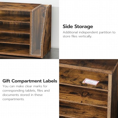 HOOBRO Rustic Brown Mail Sorter with Adjustable Shelves Office Organizer