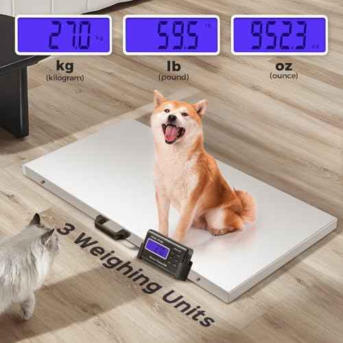 Bonvoisin Pet Scale for Large Dog 1100lb x 0.2lb, Postal Scale with Large Stainless Platform 40.5¡± x 20.8¡±, Animal Scales for Weighing,Vet Scale with Rubber Mat Livestock Scale for Dog, Sheep
