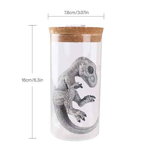 Dinosaur Specimen Jar Night Light, Realistic Raptor Figurine in Glass Bottle, LED Decor for Home/Desk (Velociraptor)