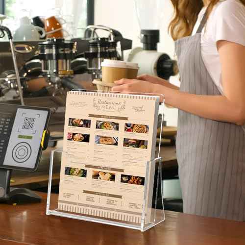 Acrylic Brochure Holder 8.5 x 11 inch 4 Pack, Clear Acrylic Plastic Flyer Holders for Literature Magazine Pamphlet Booklet Menu Journals Display Stand Desk Holder Countertop Organizer