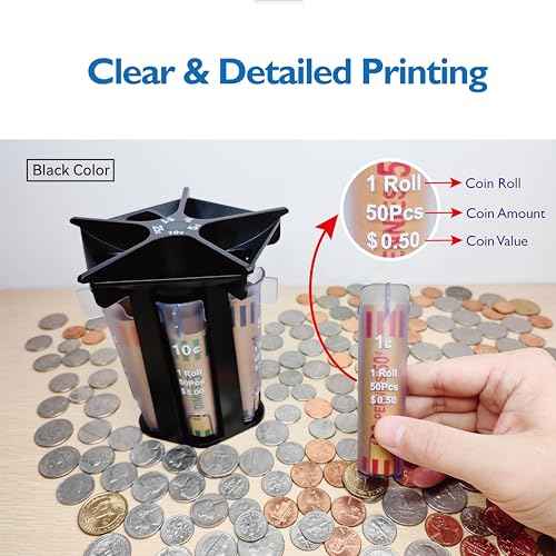 Coin Sorter Tube Coin Counter with Coin Wrappers, 5-in-1 Change Sorter Change Counter Machine, Coin Organizer & Coin Holder Coin Roller, Use with Coin Bank Coin Jar, Sort Quickly & Accurate