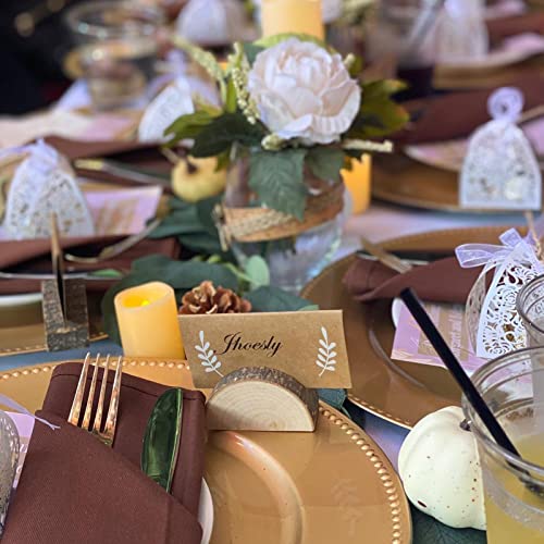Rustic Wood Wedding Place Card Holders with Kraft Tented Cards Set