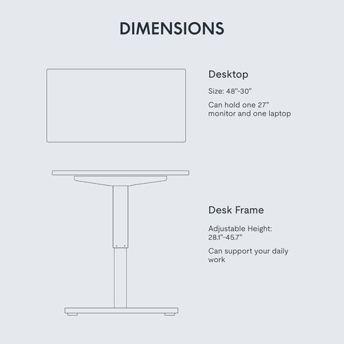 FLEXISPOT EN1 Electric Adjustable Standing Desk - Quiet & Stable with 4 Memory Presets | 48"x30" White (Silver Frame)