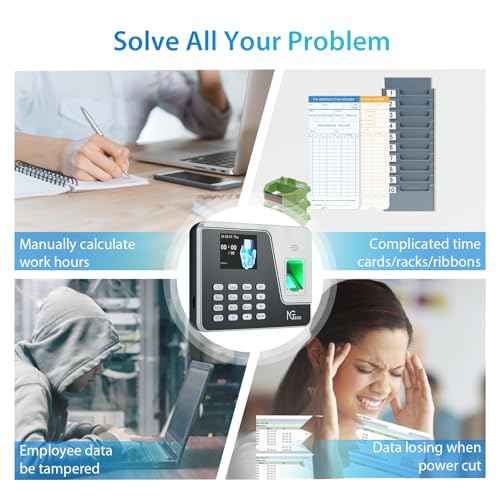 NGTeco Standalone Time Clock, Fingerprint & PIN Time Clocks for Employees Small Business Without WiFi & Software, Clock in and Out Machine for Employees, No Monthly Fee