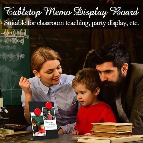 Fainne Magnetic Bulletin Board with Easel Stand Mini Black Magnet Metal Tabletop Memo Display Board for Back to School Menu Table Home Kitchen Office Supplies(11 x 17 Inches,2 Pcs)