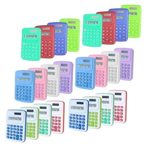 Basic Calculator Dual Power 8 Digit Silicone Button Desktop Calculator (A, Set of 24)