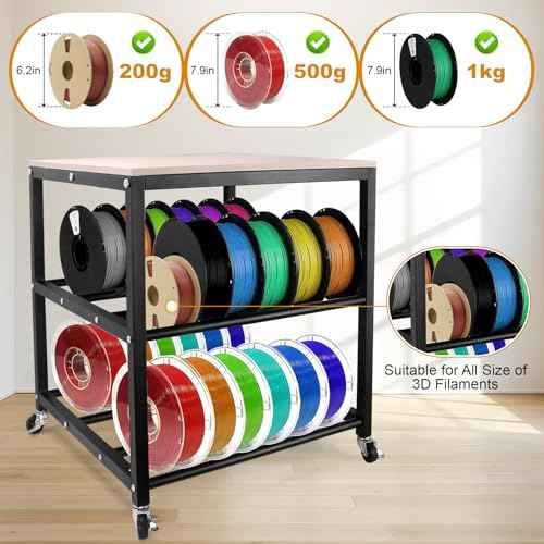3D Printer Desk Table with Storage, Rolling Wheels ? Sturdy, Spacious Design for 3D Printers, Easy to Move for Home & Office Use