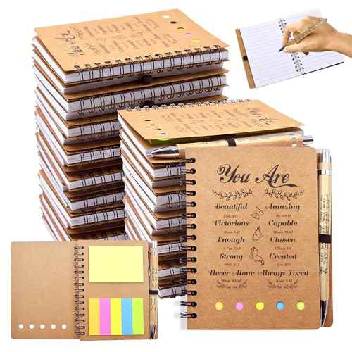 40 PCS Christian Gifts Prayer Journal Set, 20 Bible Verse Pens & Small Spiral Notebook, Bulk Church Notes Notebook Supplies - Faith Based Gifts for Women, Christian Stuff