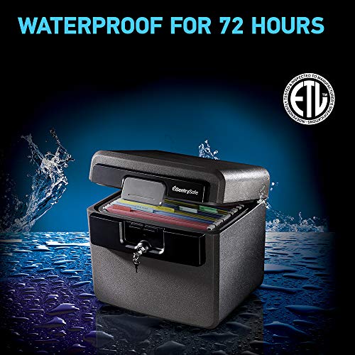 SentrySafe Black Fireproof Waterproof Safe with Key Lock, File & Document Storage – Model HD4100 (14.3 x 15.5 x 13.5 inches)