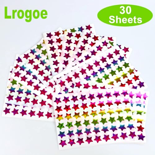 Multicolor 0.6-inch Holographic Star Stickers for Kids Rewards, 1620 pcs