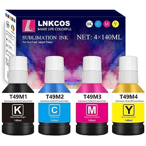 T49M 4¡¿140ML T49 T49M Sublimation Ink for SureColor F170 F570 Printer (T49M1 Black, T49M2 Cyan, T49M3 Magenta, T49M4 Yellow, 4 Pack)