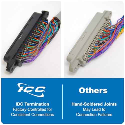 ICC Male to Male 25 Pair Telco Cable 15ft - Cat3 24AWG, 100% Solid Pure Copper, Gray Riser CMR Cable with 90 Degree 50 Pin Telco Connector for Voice and Low Data PBX Applications, 15 Feet