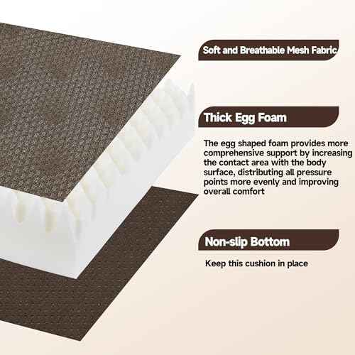 HOMBYS 5" Thick Egg Shaped Foam Recliner Chair Cushion for Elderly, Thicken & Extra Large Seat Cushion Chair Pad for Couch, Armchair, Wheelchair for Easy to Stand Up & Reduce Hip & Lumbar Pain, Brown