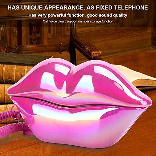 Funny Lip Telephone, with Number Storage Function, Rose Red Landline Telephone Home Desktop Corded Fixed Telephone for Home Office Phones Home Decoration, Gifts for Kids Seniors Adults Friends