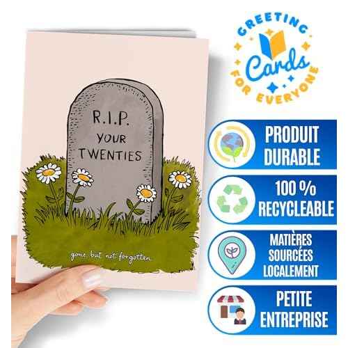 30th Birthday Card - 30th Birthday Card for Her, Him - Funny Happy 30 Birthday Card - 30 Years Old Card - Sarcastic Thirty Bday Card for Men Women - RIP Twenties