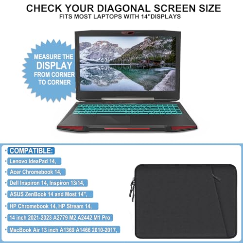 Naukay 14-Inch Water-Resistant Shockproof Laptop Sleeve - Black