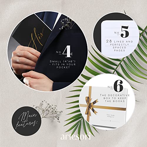 Artesori Wedding Vow Books for Him & Her Ivory & Terracotta - Soft-Touch, Gold Foil, 28 Lined Pages