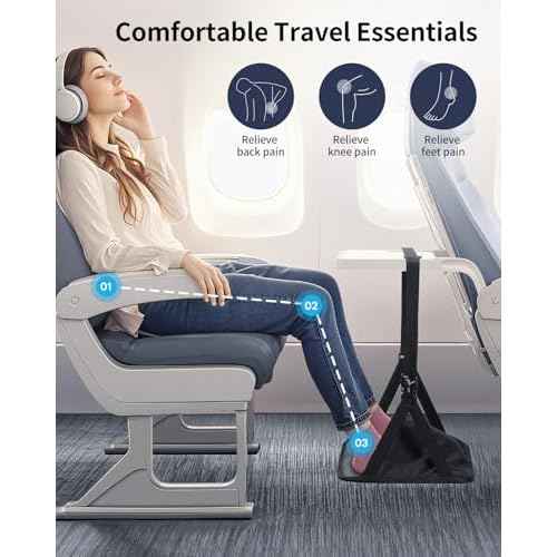 SAIJI Foot Hammock for Plane Travel, Upgraded Airplane Foot Hammock for No Feet or Leg Clashing, Portable Airplane Foot Rest with Warm & Privacy Cover, Long Flight Air Travel Essentials to Relax Feet