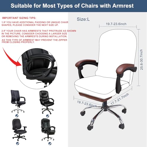 NeColorLife Jacquard Office Chair Cover with Armrests, Large, Black