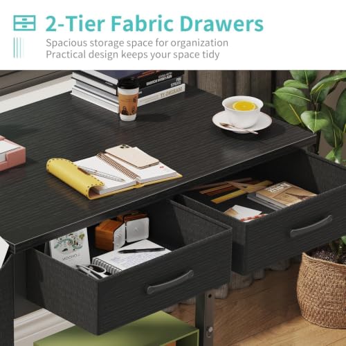 WINAZ 31.5" Black Adjustable Rolling Standing Desk with Drawers - Mobile Workspace