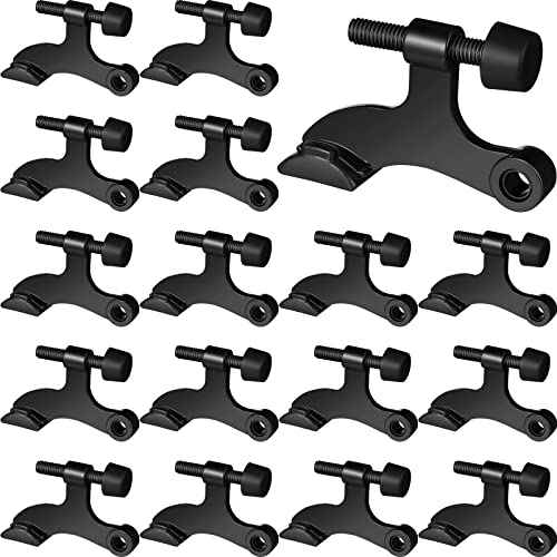 Funrous 24 Pieces Hinge Pin Door Stopper Satin Brushed Door Stops Adjustable Heavy Duty Hinge Stopper with Rubber Bumper Tips(Black)