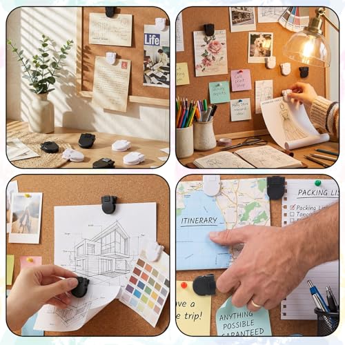 DOPENSPI 16 Pcs Cubicle Clips for Fabric Walls - Black & White Office Hooks