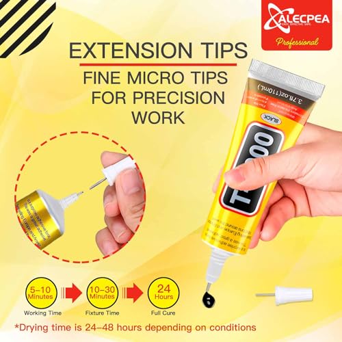 ALECPEA T-7000 Black Adhesive Glue 2PCS 15ml — Waterproof Precision Repair for Phone, Electronics, Jewelry & Crafts