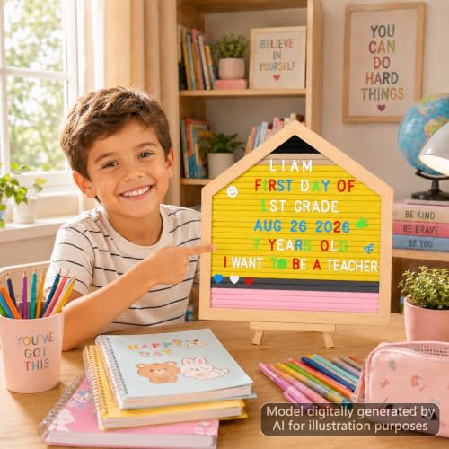 Felt Letter Board for Back to School with 680 Letters & Pencil Design