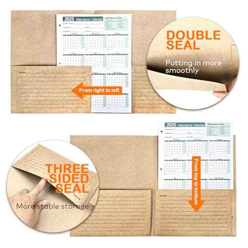 Durable Heavy-Duty Multi-Purpose Kraft Paper Record Folders - Two-Pocket, Preprinted to Track Job Progress, Classification, and Storage (9.4" x 11.5", Pack of 25)