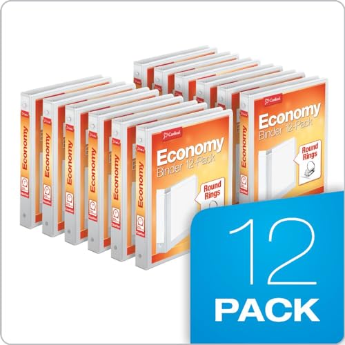 Cardinal 1 Inch Round Ring Binders White 12 Pack - Holds 225 Sheets, Customizable Covers, PVC-Free for Office & School