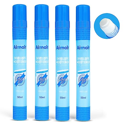 Aimoh 4-Pack Envelope Moistener & Sealer - Fast-Drying Adhesive for Letters & Crafts