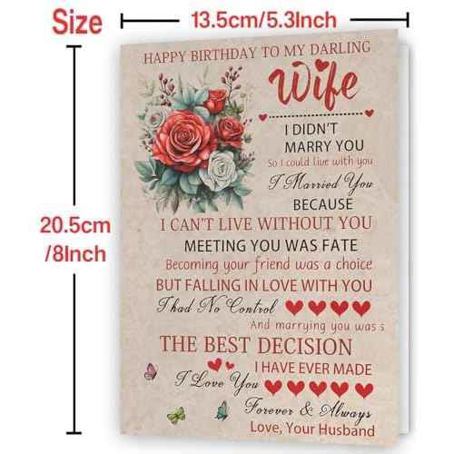 Happy Birthday To My Darling Wife,Funny Wife Birthday Card from Husband,Women Gift Ideas Decoration for Women,Bday Cards for Her With Love