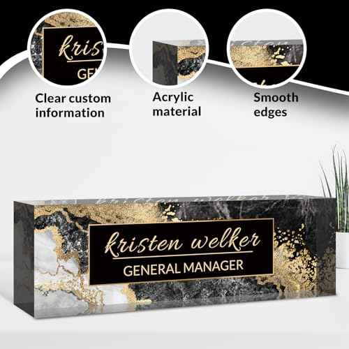 Desk Name Plate Personalized, Custom Name Plate for Desk, Acrylic Desktop Accessories, Office Gift & Decor for Women Men, Teacher Nurse Boss Employee Appreciation Gifts
