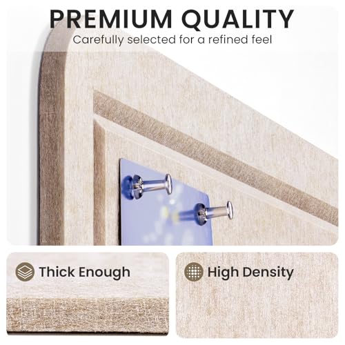 Oatmeal Large Felt Bulletin Board 24x17 Inches with 40 Pushpins - Foldable Office & Home Notice Board