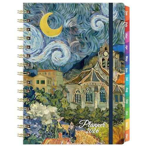 2026 Planner - Planner 2026, Jan. 2026 - Dec. 2026, 2026 Planner Weekly and Monthly with Tabs, 6.3" x 8.4", Hardcover with Back Pocket + Twin-Wire Binding - Oil Painting