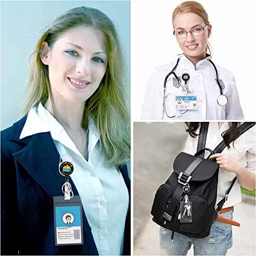 Gctriki Badge Reel Holder Retractable Heavy Duty with 360¡ÆSwivel Carabiner Belt Clip, Funny Dumpster on Fire ID Badge Holder Retractable Keychain ID Clip Name Badge Clip I'm Fine It`s Fine